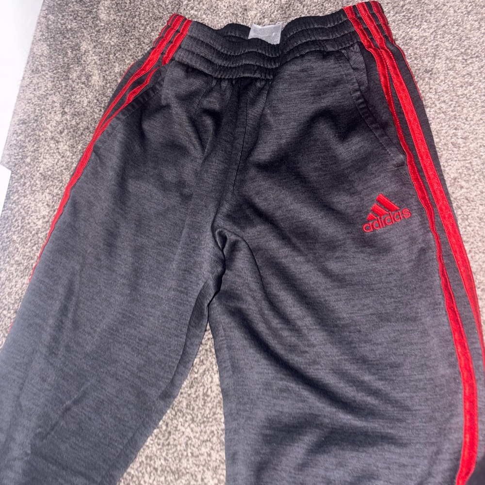 Adidas Kids Charcoal and Red Joggers